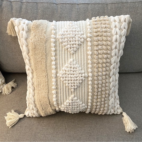 Set of 3 Handmade Boho Scandinavian Beige Aesthetic Decor Textured Pillow Covers - Picture 4 of 5